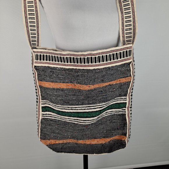 Boho Woven Wool Tribal Crossbody Messenger Bag - Picture 3 of 5